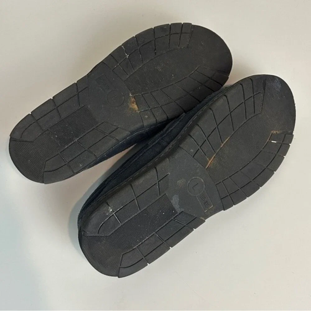 Eddie Bauer Firelight Suede Grey Shearling Lined Moc Slippers L 9.5-10.5